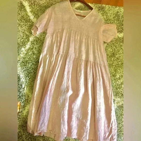 Linen Dress OSFM Made In Europe b2 - Picture 1 of 3